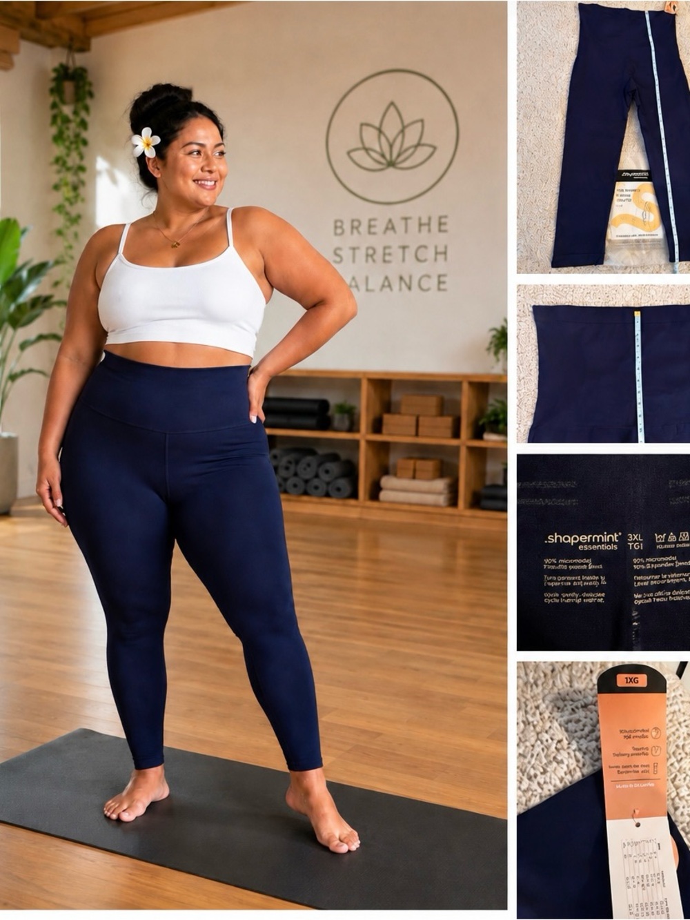 Shapermint Essentials High Waisted Shaping Leggings Navy Blue 3XL NWT